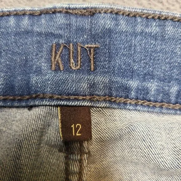 Kut From the Kloth Womens 12 Fab Ab Baby Boot Cut Stretch Jeans Distressed Denim - Picture 3 of 11